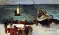 Paysage marin à Berck Bateaux de pêche et pêcheurs Édouard Manet